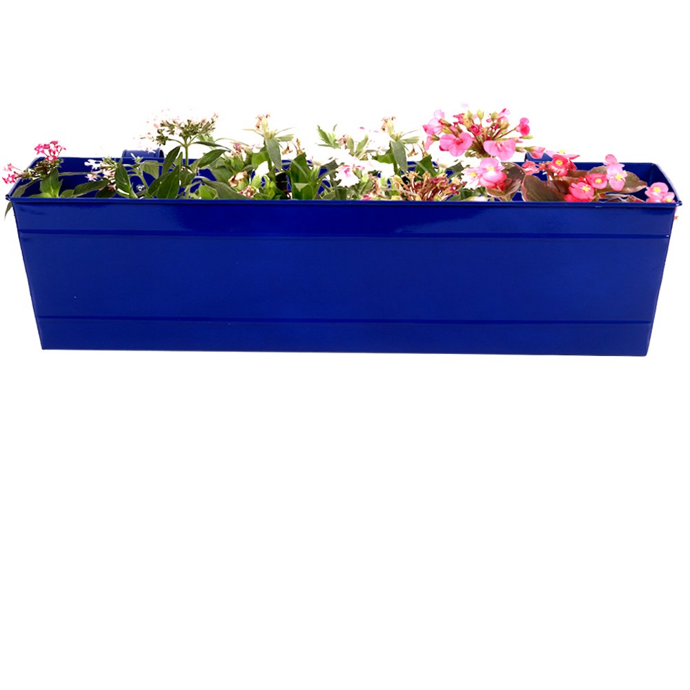TrustBasket Rectangular Railing Planter -Blue (23 Inch) Heavy Duty Highly Durable Plant Container Gamla for Indoor Home Decor & Outdoor Balcony Garden