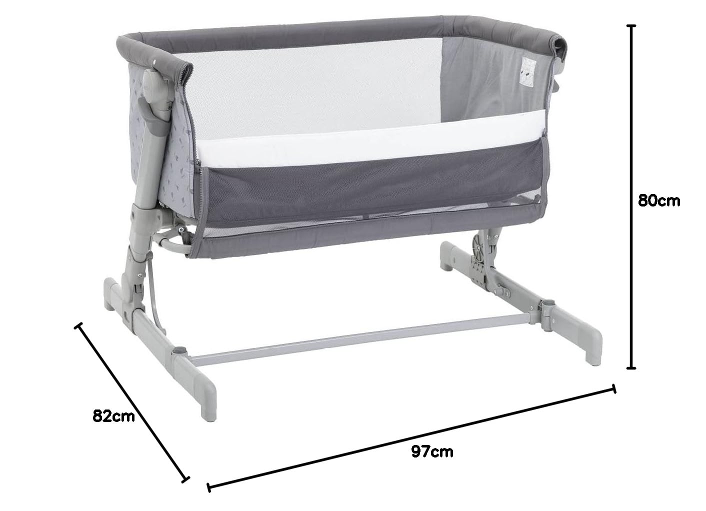 Chicco Next2Me Go Culla Neonato Fianco Letto, Compatibile con Diversi Letti, Altezza Regolabile, Buona Circolazione dell'Aria, culla da viaggio, lettino da viaggio, pieghevole, Grigio scuro