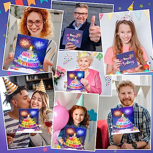 Image of INPHER UPGRADED Blowable Birthday Cards 3D Pop Up Fireworks Cake Light and Music Happy Birthday Card Gifts for Women Men Mom Kids