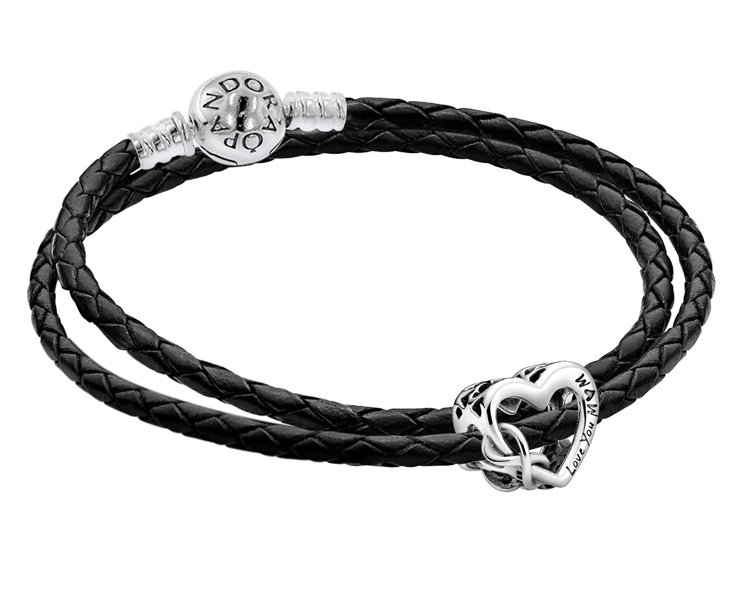 PANDORA Confezione multiprodotto di bracciale in pelle da donna con ciondolo Love You Mum - un'idea regalo affascinante ed elegante per la festa della mamma 51520