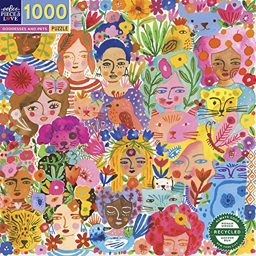 eeBoo Piece and Love Goddesses & Pets 1000 Piece Square Adult Jigsaw Puzzle/Ages 14+ (PZTGPE), 23 inches x 23 inches - Image 4