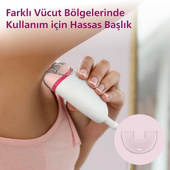 Philips Hair Removal Device, Wired Compact Design, Built-in LED Light, 2 Speed Adjustments, Washable Head, Massage and Precision Head, Travel Pouch, For Smooth Legs, BRE255/05