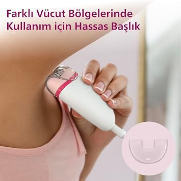 Philips Hair Removal Device, Wired Compact Design, Built-in LED Light, 2 Speed Adjustments, Washable Head, Massage and Precision Head, Travel Pouch, For Smooth Legs, BRE255/05
