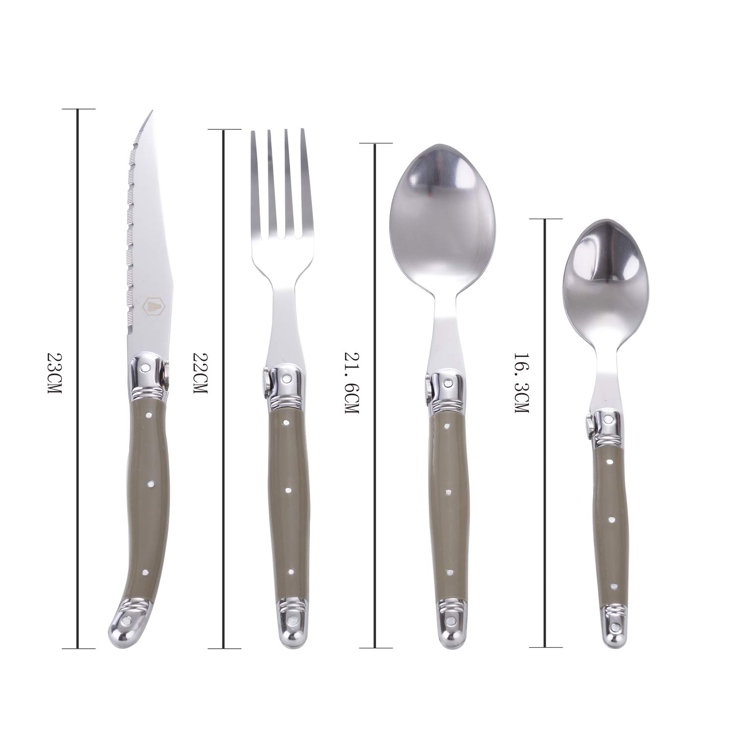 LAGUIOLE - Ménagère 24 pièces - acier inoxydable, Manche en ABS - gris taupe - Couteaux, Fourchettes, Cuillères - Acier inoxydable - Gris taupe