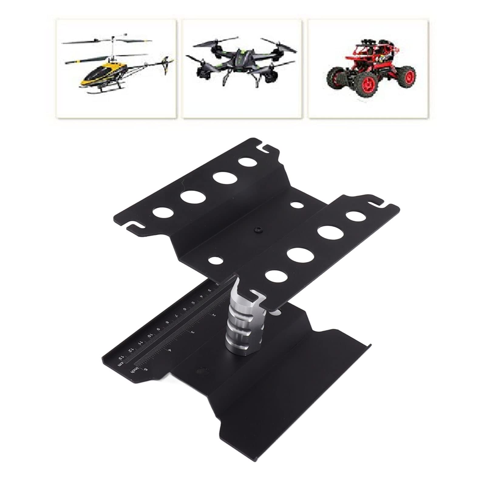 Soporte de trabajo de coche RC Soporte de reparación de aleación de aluminio con escala precisa rotación de 360 grados, marco de reparación RC accesorios de coche RC (negro)