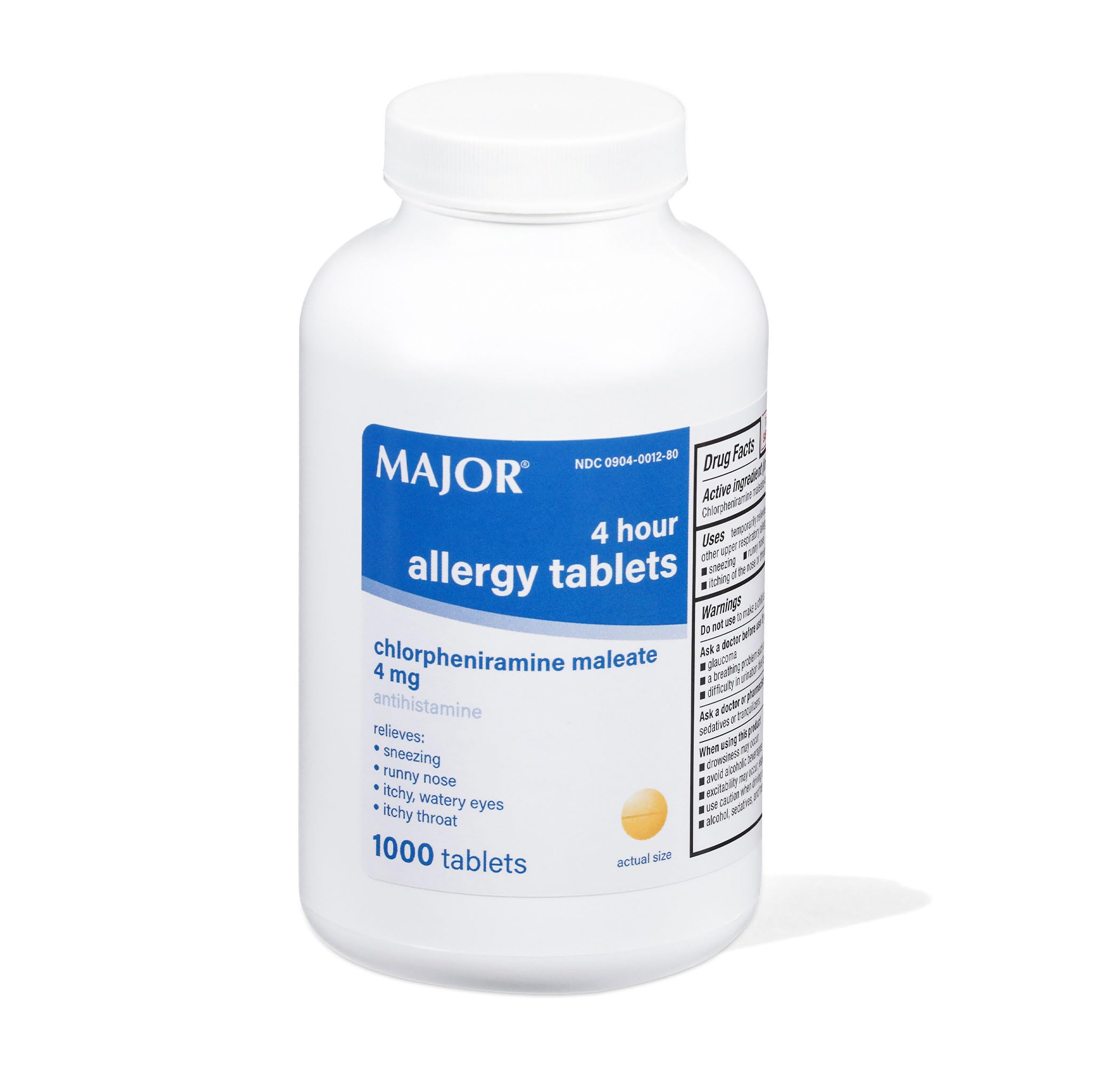 MAJOR Chlorpheniramine Maleate 1000 count bottle