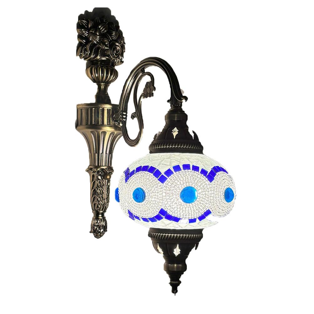 GAUUA Bohemian Mosaic Glass Wall Lamp Vintage Indoor Wall Sconce for Home Hotel Bar Restaurant Decor Unique Handmade Wall Decorations