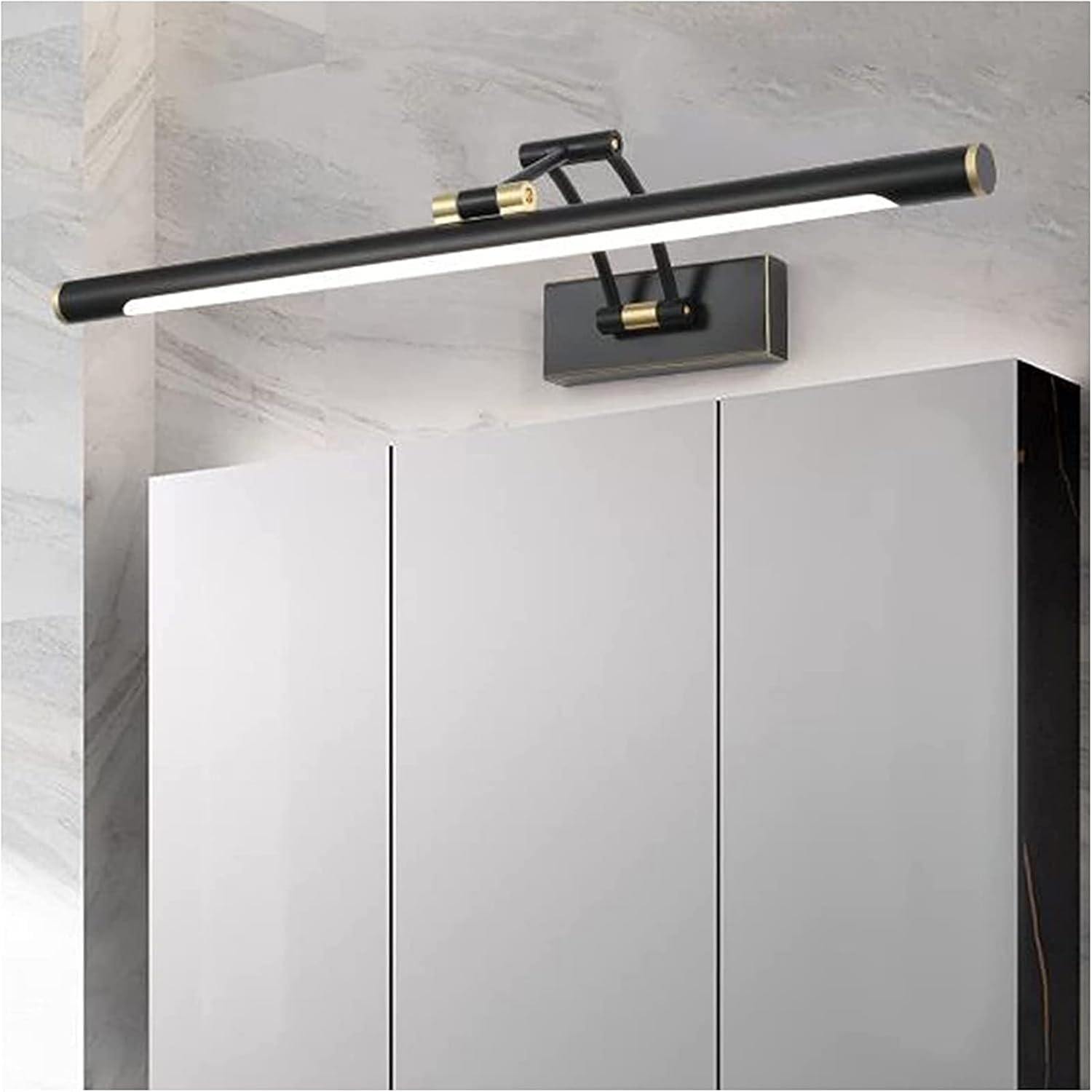 Lustrzane światło Proste lusterko Przednie światła Styl europejski Całkowicie miedziane Luksusowa regulowana willa Wodoodporna lampa przeciwmgielna(Neutral Light-76cm)