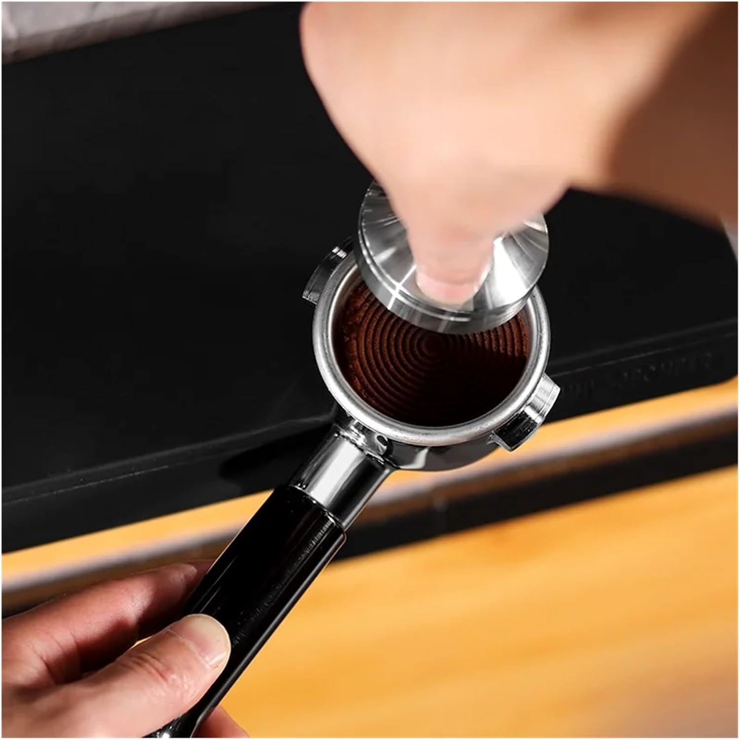 53MM Coffee Bottomless Portafilter Stainless Steel Machine,Compatible For La Spaziale Filter，Holder Wooden Handle Professional Accessory