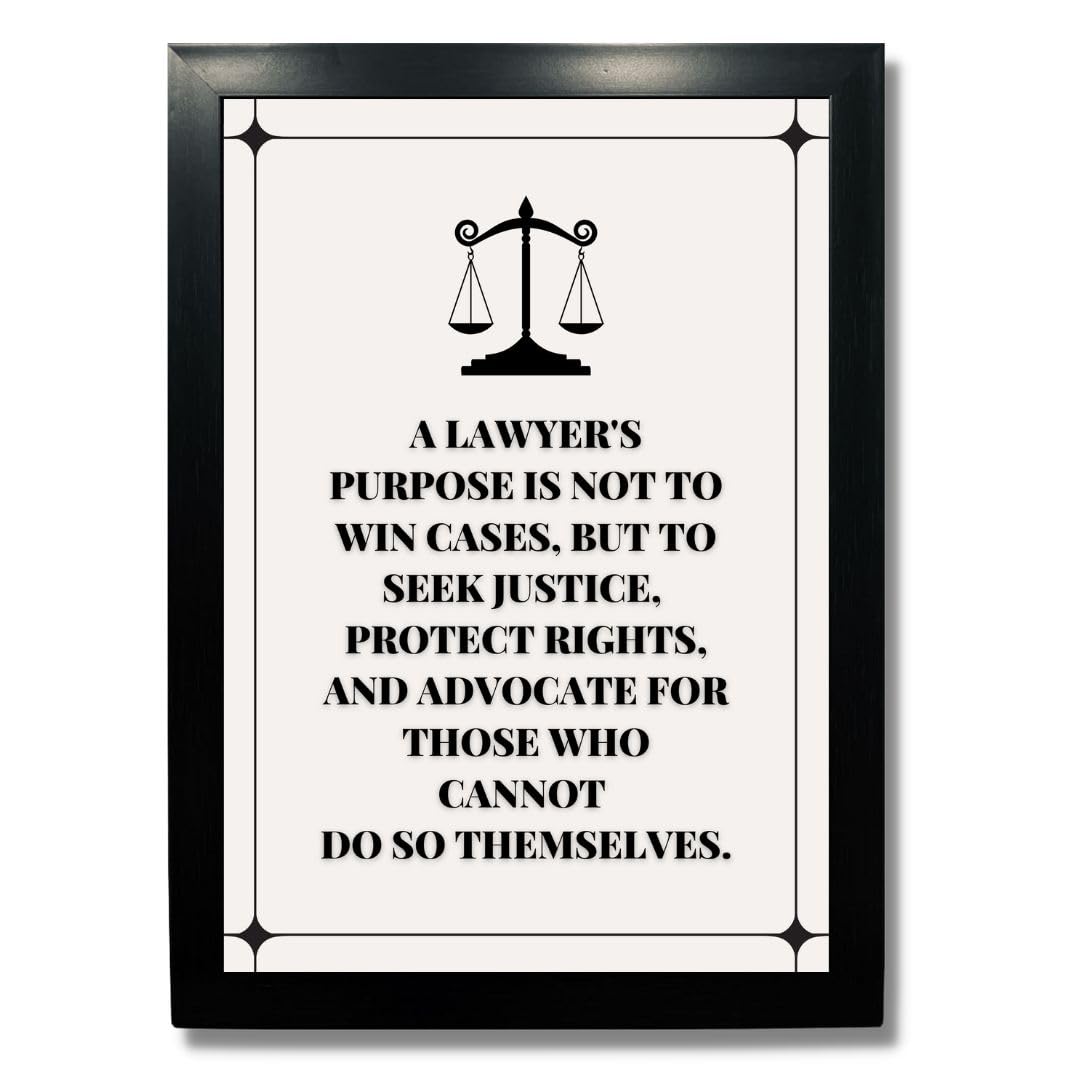 Kagaz Kala - Motivational Funny Quotes - Lawyer Law Poster for Room Office Home - Digital Art Print, A4 Synthetic Frame (Lawyer's Purpose)