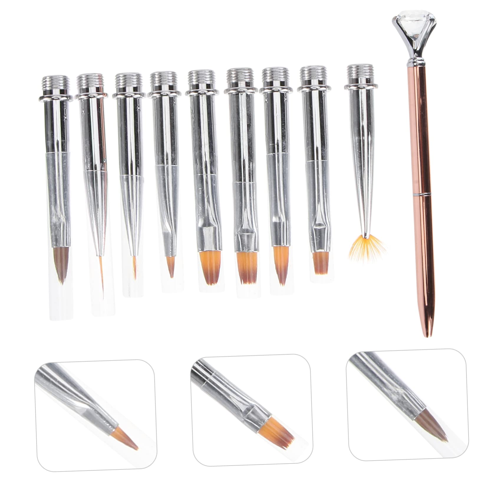 FOMIYES Juego De 2 Y 9 Pinceles Para Manicura Con Bolígrafo Para Decoración De Uñas.