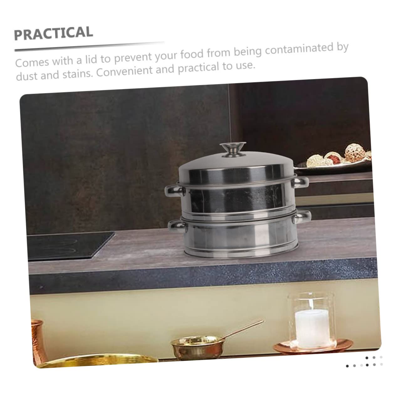 Vaporera de Acero Inoxidable con Tapa de 2 Niveles para Cocinar al Vapor Bollos y Verduras en Restaurantes y Hogares