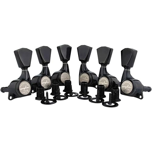 Guyker 6Pcs Guitar Locking Tuners (3L + 3R Handed) – 1:21 Lock String Sealed Tuning Key Pegs Machine Heads with Keystone Knob Replacement for LP, SG, TL Style Electric or Acoustic Guitars – Black