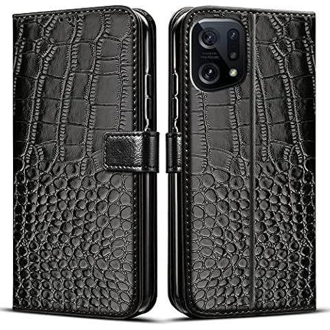BIIULHCI Phone Case for OPPO Find X5,Premium Leather Wallet Full Cover with Card Slots and Kickstand,Flip Protective Case for OPPO Find X5 5G 2022 Black Cover