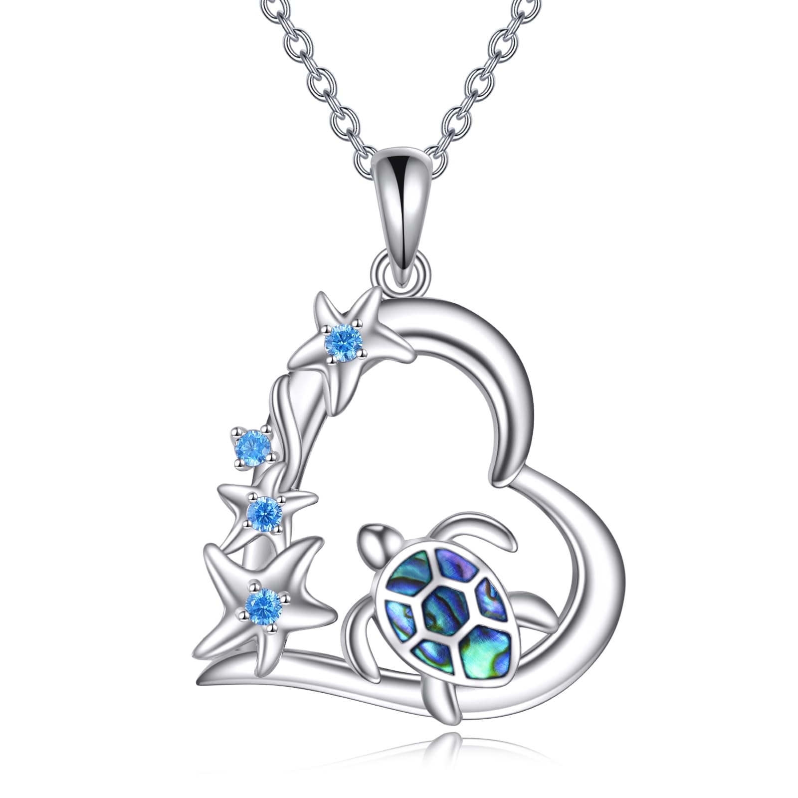 VONALA Ocean Necklace 925 Sterling Silver Mermaid/Turtle/Wave/Compass Pendant Necklace Beach Jewellery Gift for Women