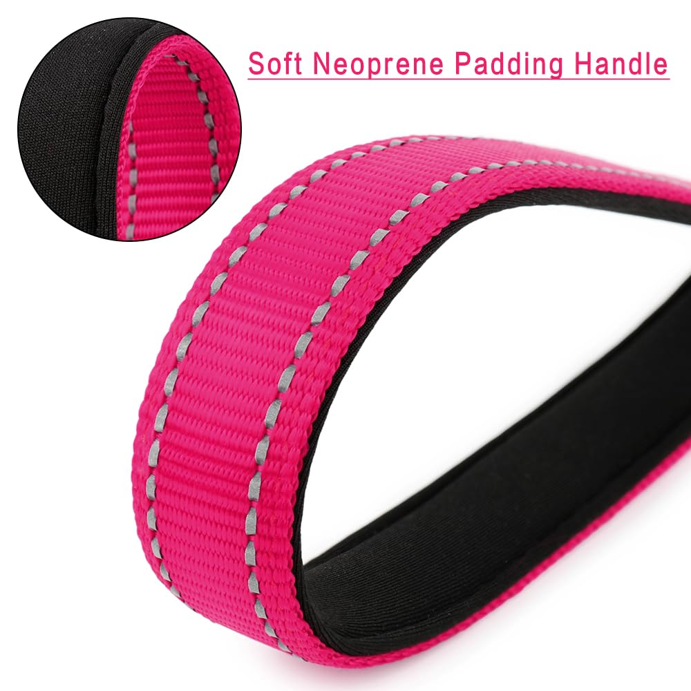 PLUTUS PET Kurze Hundeleine für große Hunde, 25,4 cm, mit robustem Karabiner-Clip und weichem gepolstertem Griff (25,4 cm, Pink