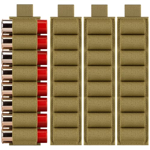 IronSeals 4 Pack Tactical Outdoor 8 Round Shotgun Shell Holder Ammunition Pistol Bullet Reload Holder with Adhesive Backing Sticker