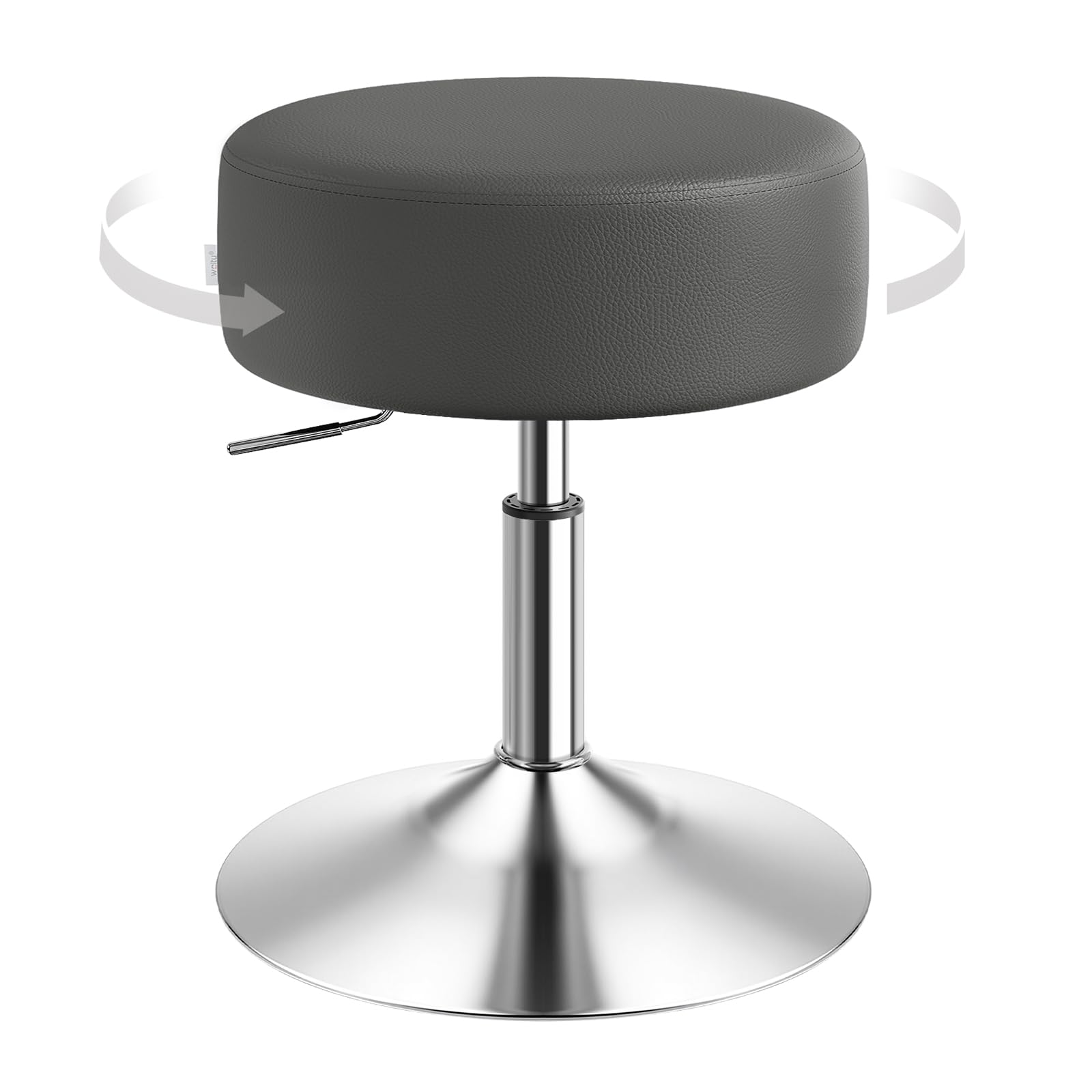 WOLTU Schminktisch Hocker, Schminkstuhl, Barhocker Rund, Höhenverstellbar, 360° Drehbar mit Verdickter Polsterung, Kunstleder Bequemstuhl für Schminktisch, Schlafzimmer, Esszimmer, Grau