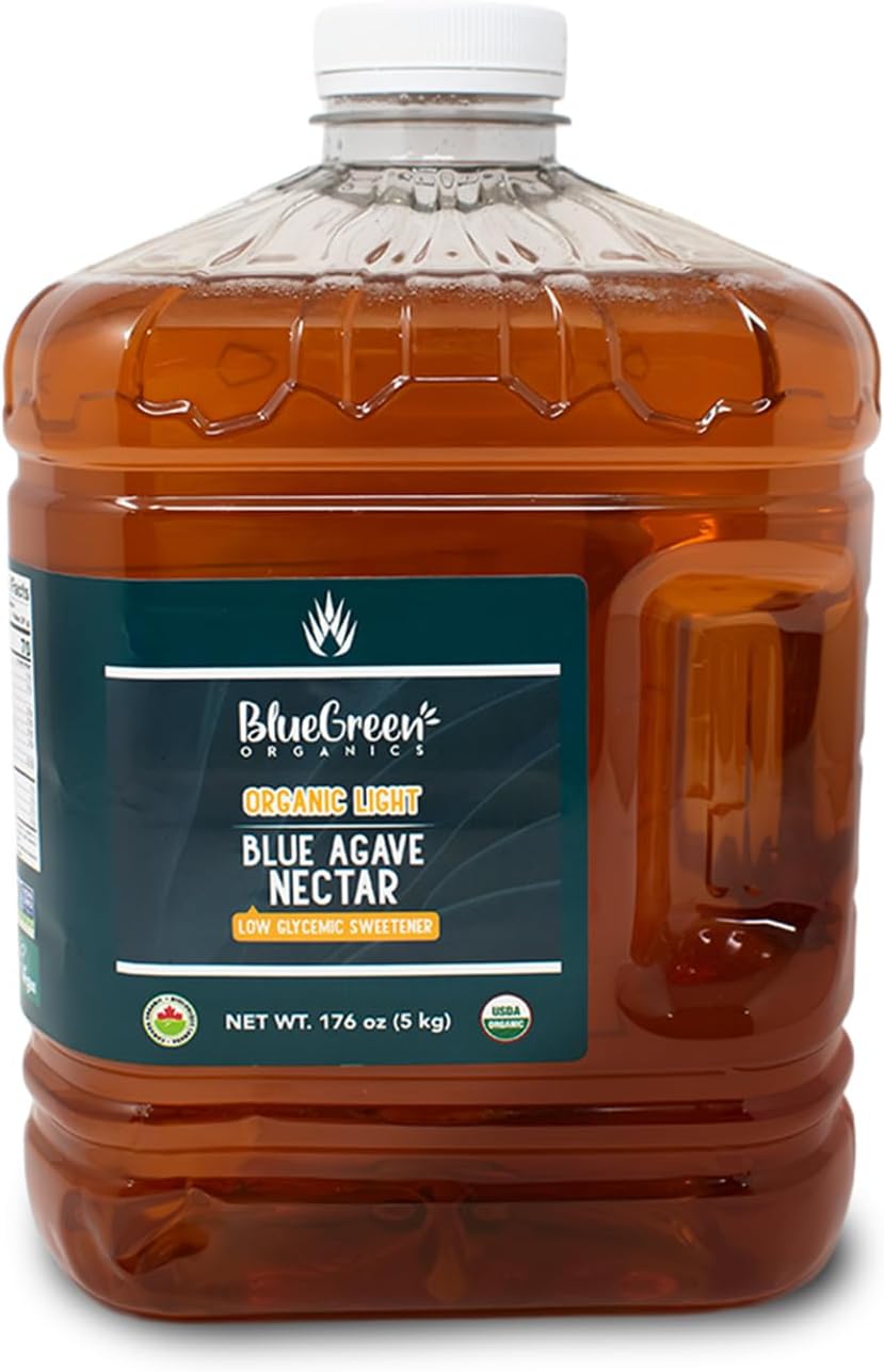 BLUE GREEN ORGANICS, Agave syrup, Gluten Free, Organic, Sweetener, teas, coffees, pancakes or any baked good, Family-friendly, Sugar substitute, Light, 176 Oz
