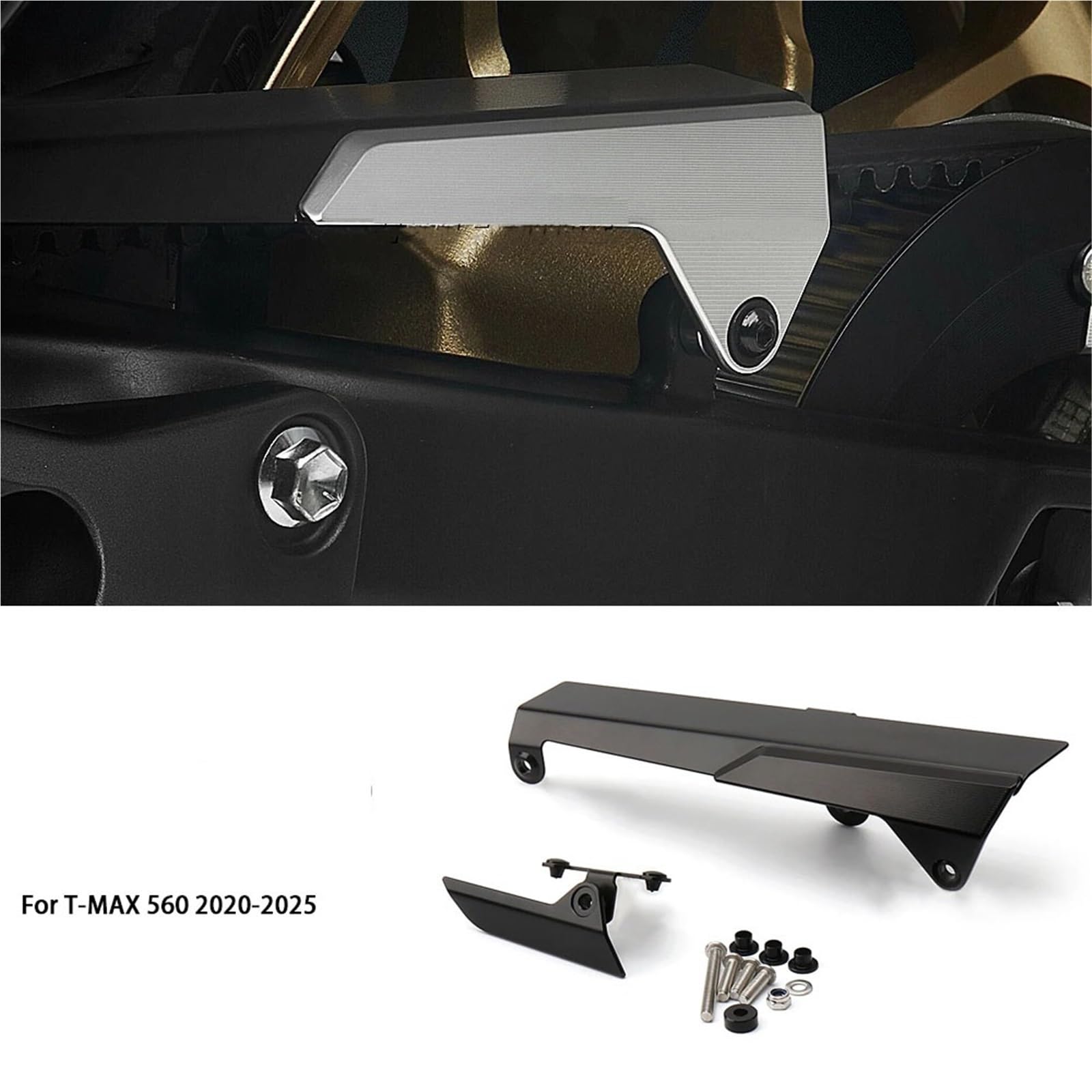 Kettenschutz Protector Für T-Max 560 Tech Max T-MAX560 TMAX | Motorrad-Gürtel-Kettenabdeckung Schutzverkleidung(Black)