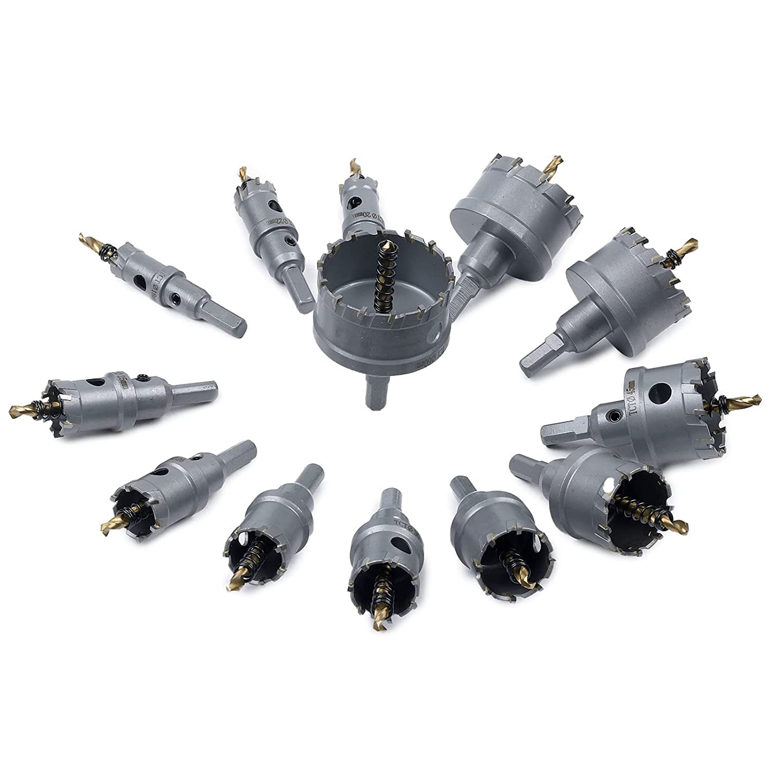 13Pcs TCT Hole Saw Kit,Tungsten Carbide Tipped Hole Saw Set, Hole Cutter Heavy Duty for Stainless Steel. (3/4"-2-15/16").