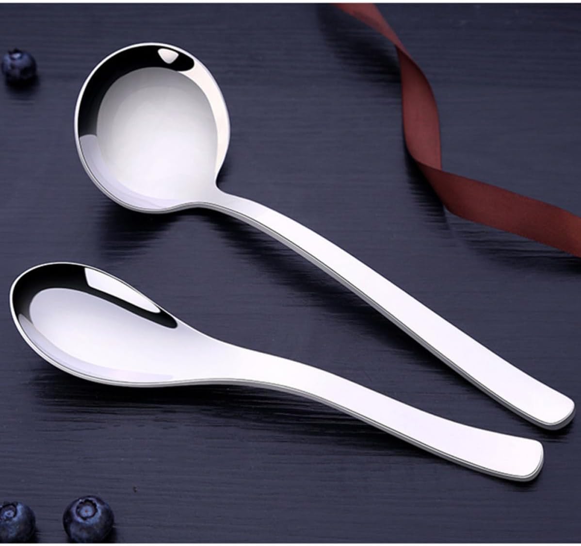 Long Handle Soup Ladle Stainless Steel for Noodles Serving