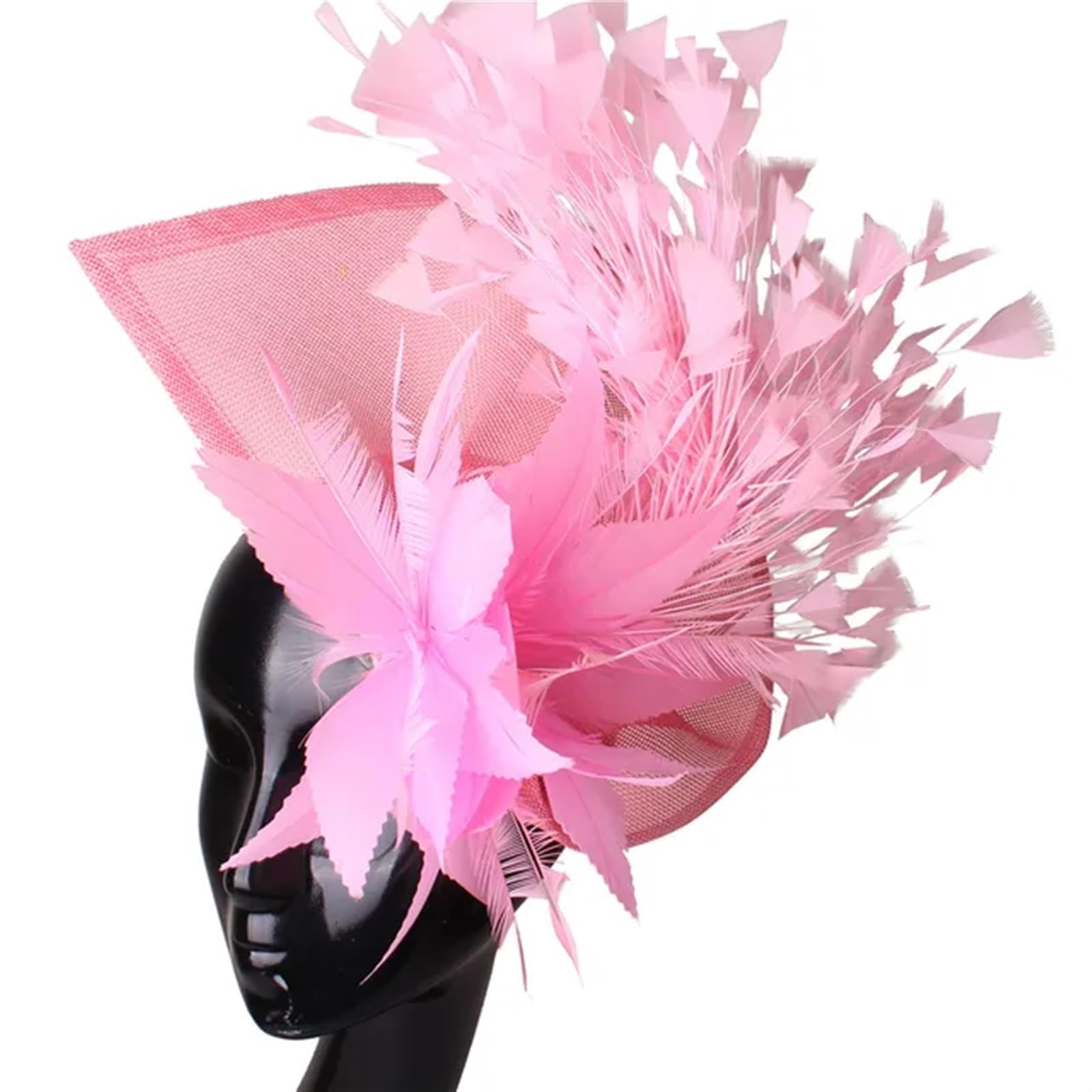 UALXPAO Wedding Hats Gorgeous Fascinator Hat With Clips Elegant Women Fancy Feathers Wedding Hats Bridal Hair Accessories Lady Millinery for Tea Party,Weddings(Pink)