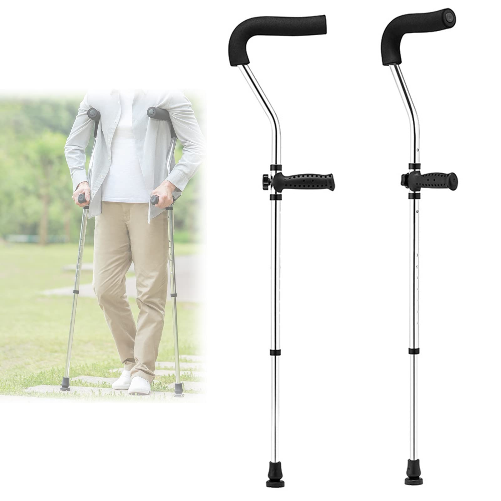 Kule ortopedyczne pod pachy dla dorosłych, medyczne aluminiowe kule ortopedyczne pod pachy, kule ortopedyczne z podkładkami pod pachy i uchwytami, regulowane kule ortopedyczne dla mężczyzn i kobiet