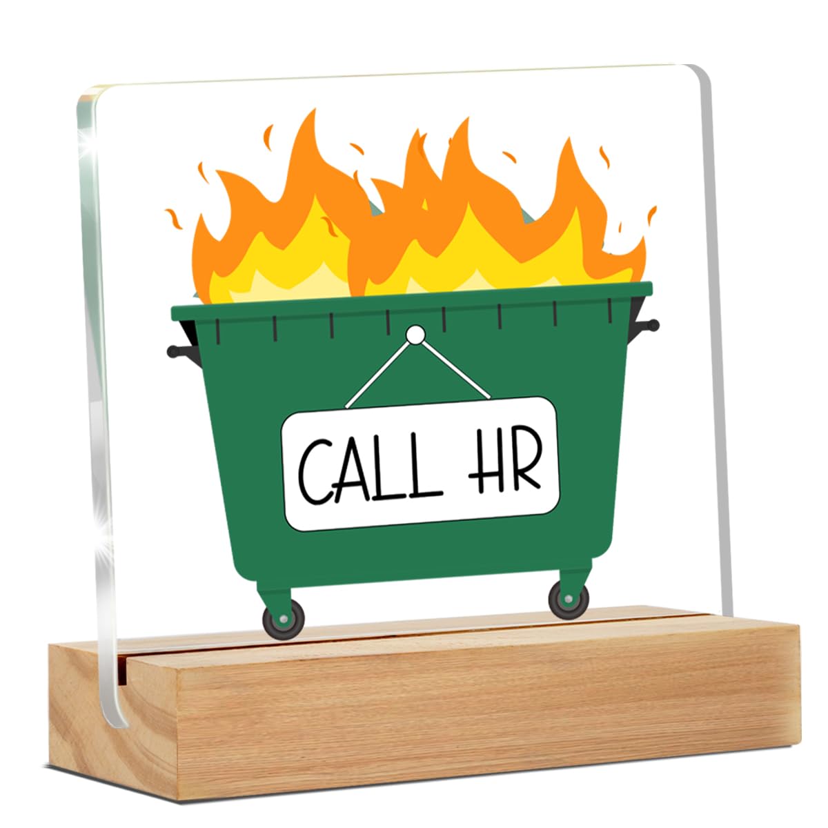Funny HR Gifts, Gift for Human Resources, Dumpster Fire Call HR Clear Desk Decorative Sign Office Decor