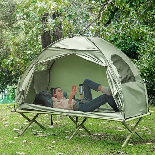Carpa plegable con catre elevado para una persona miniatura 1