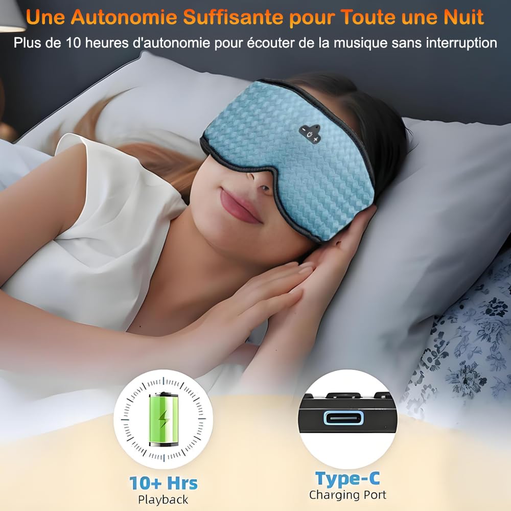 Masque de Sommeil avec Écouteur Bluetooth 5.4, 3D Masque de Nuit sans Fil Casque Anti Bruit pour Dormir, Bandeau Bluetooth Sommeil Casque pour Femme Homme Relaxante Voyage Meditation Yoga