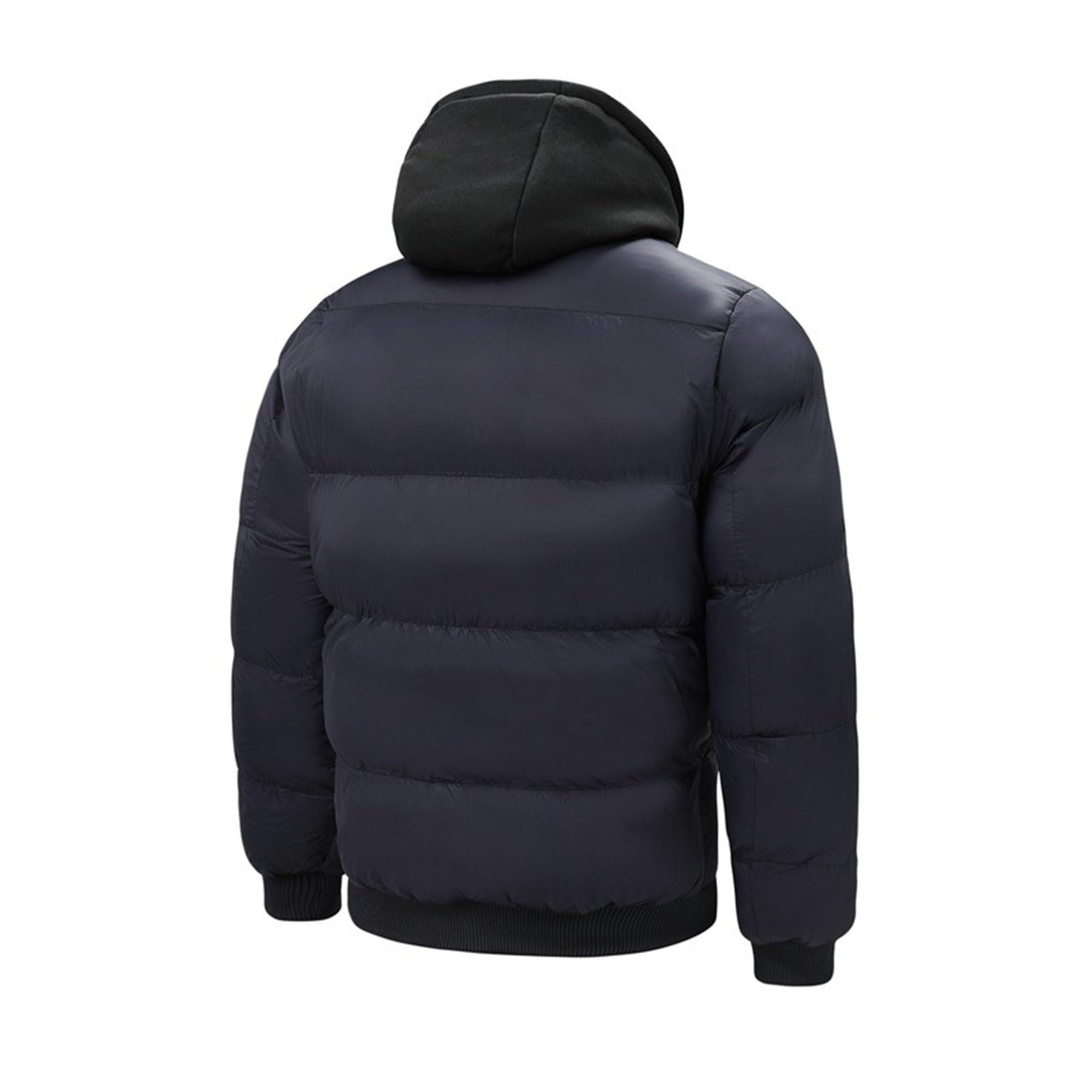 Dicke, einfarbige Daunenjacke mit Kapuze für Herren, mitteldicke Ski-Daunenjacke mit Reißverschluss, wasserdichte Winterbekleidung