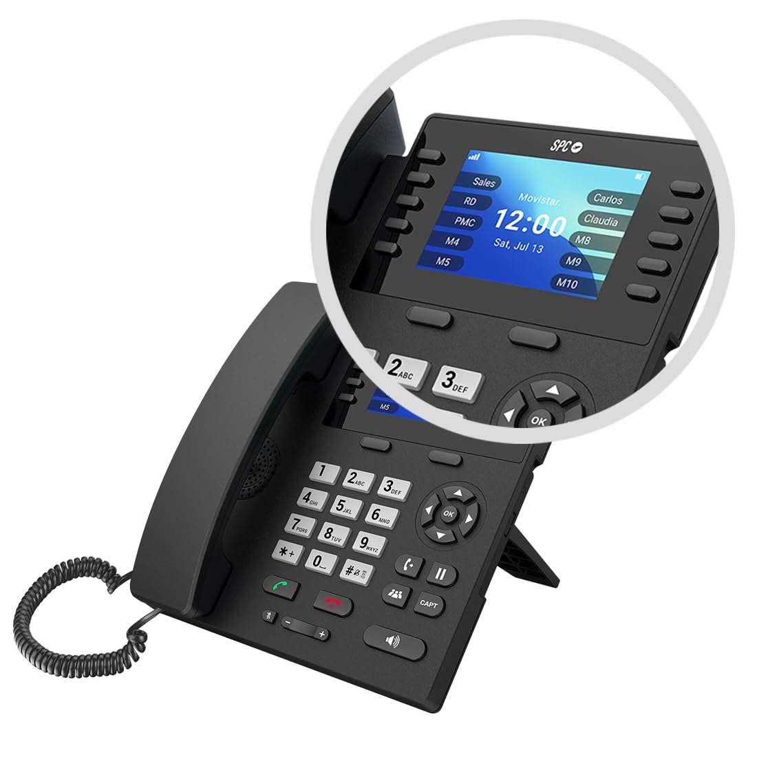 SPC WF100 – Téléphone Fixe Filaire avec SIM |4G, appels Volte et VoWiFi | Écran Couleur 3,5” | Environnement Android | Configuration à Distance | Bluetooth et WiFi | Batterie de sécurité 2 000mAh