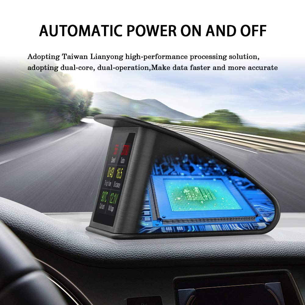 GPS HUD Display Auto Universal, Smart Digital Cockpit con pantalla LCD y fuente de alimentación para encendedor de cigarrillos, velocidad en tiempo real, dirección de marcha y alarma de velocidad para