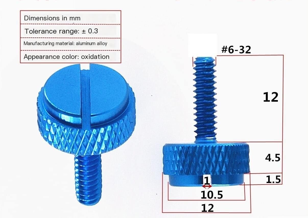 Screw 6#-32x12mm Slotted knurled Hand-tightened Computer case Side Panel Fixing Screws (Color : Golden)