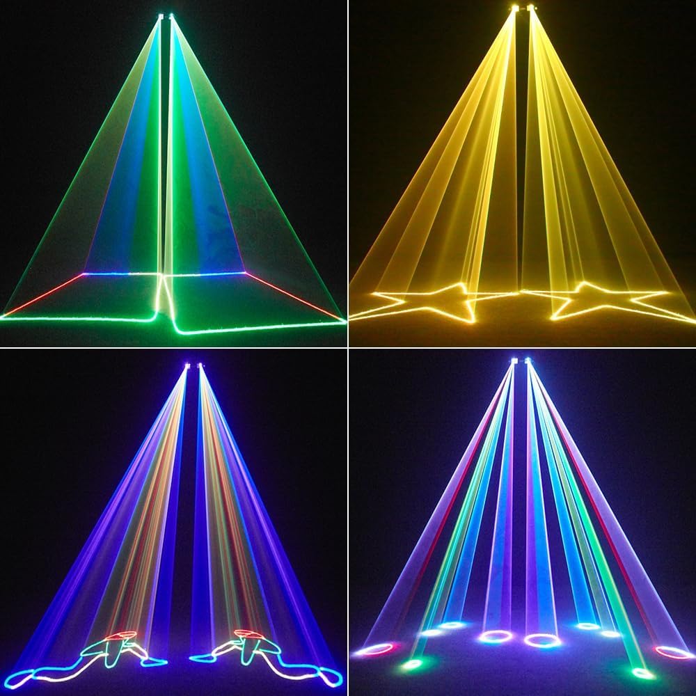 LILIXINGSH Jeux De Lumières，Lumière Laser D'animation DJ Light, Stage Party 3D RVB Polychrome avec DMX512, Son De Musique Et Télécommande for Fête De Mariage Disco Lights Bar Club Stage DJ Lighting