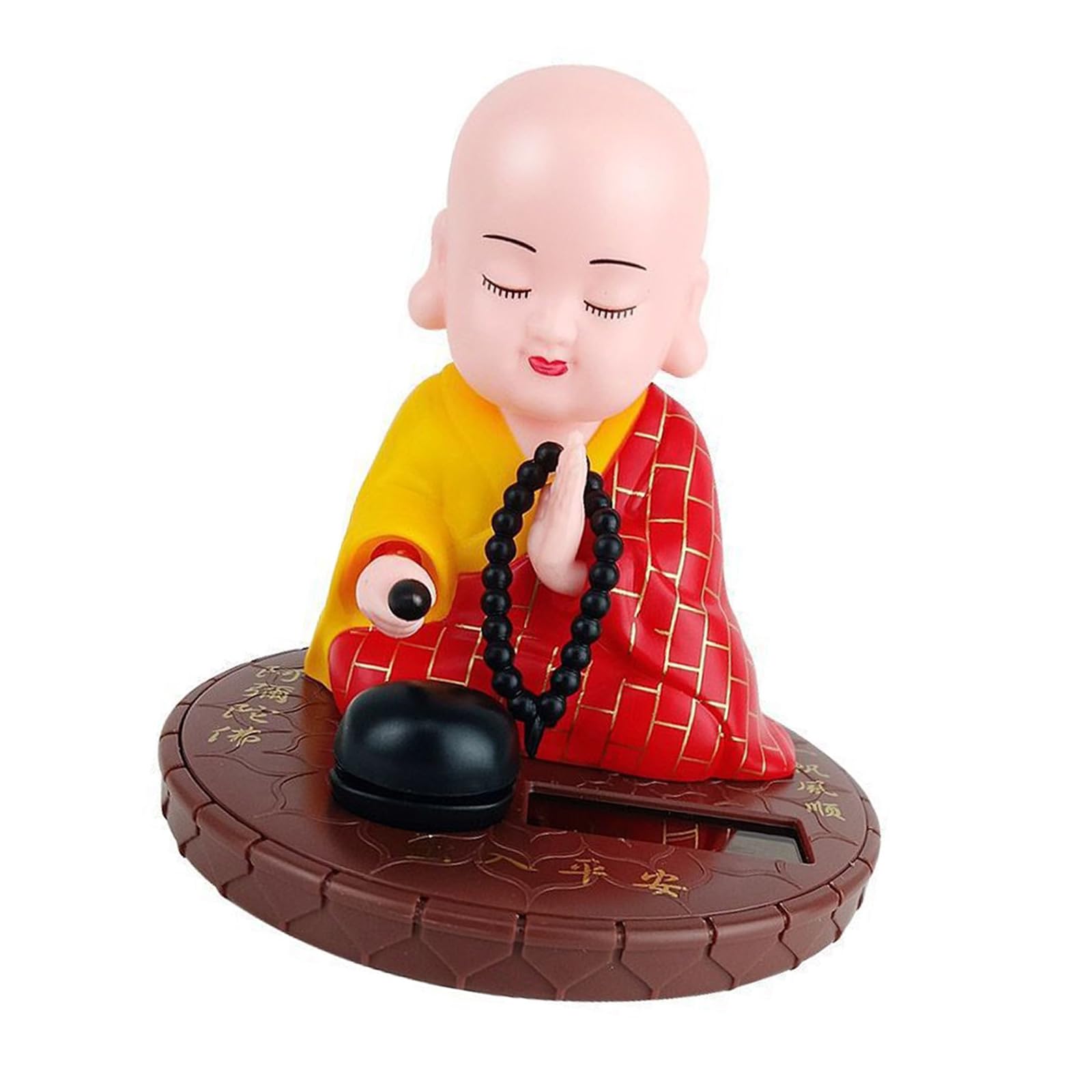 GTYLF Solar Energy Buddhist Monk Sculpture Dashboard Decoration Ceramic Car Interior Ornament Little Monk Statue