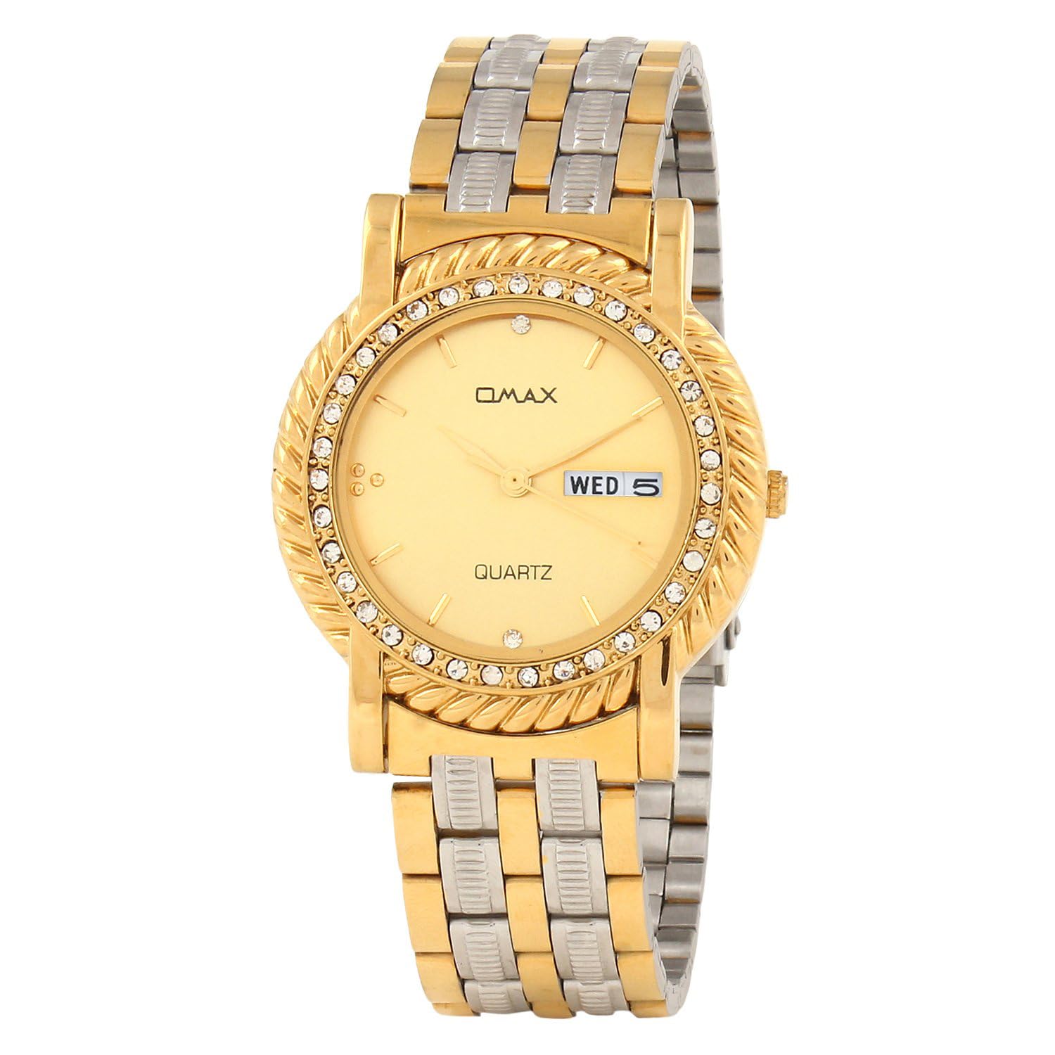 OMAX Analog Day Date White Dial with Stainless Steel Two Tome Strap Unisex Watch- BGS317Q001 (B01N3Y2TCD) Amazon Price History, Amazon Price Tracker