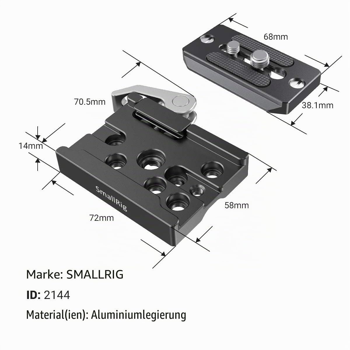 SMALLRIG Quick Release Clamp Und Platte für Arca Swiss Standard - 2144B