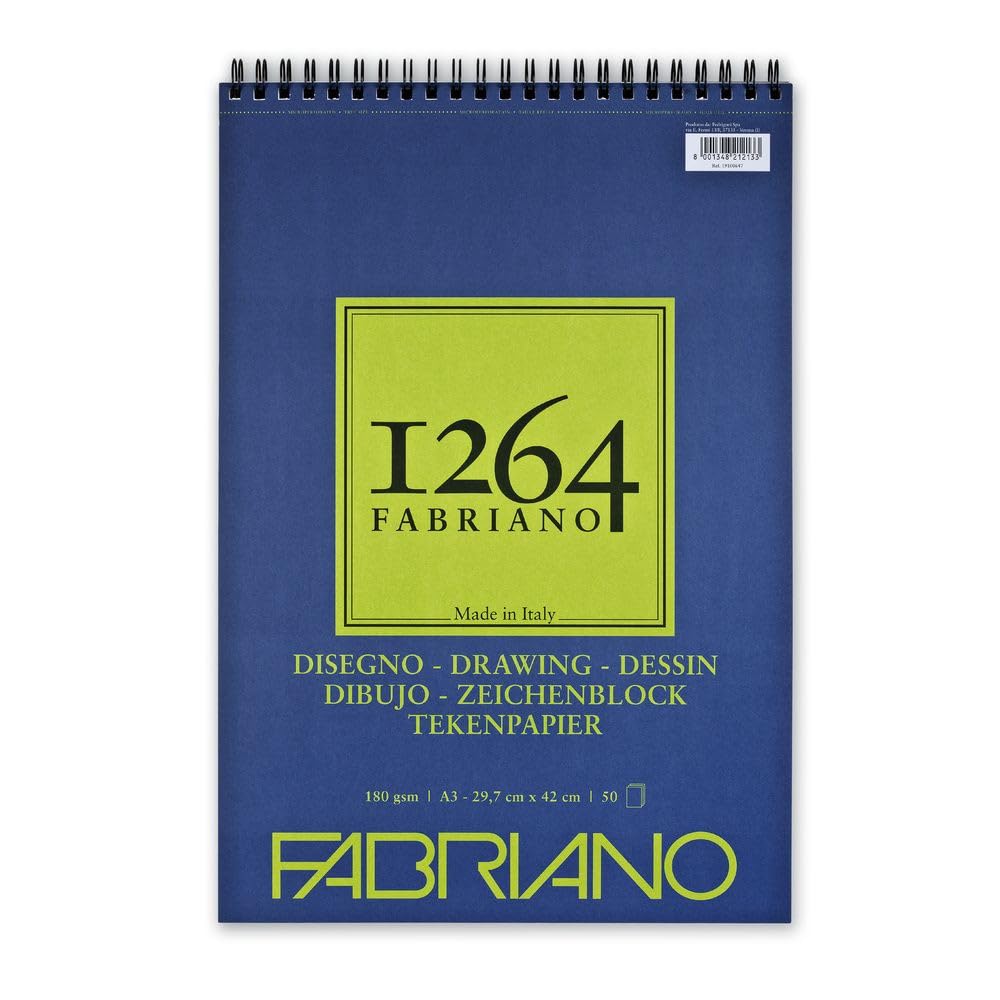 Unbekannt Honsell 19100647 Fabriano Disegno - Bloc de dibujo con espiral (1264, 180 g/m², DIN A3, 50 hojas papel satinado grano medio, sin ácidos, para todas las técnicas secado)