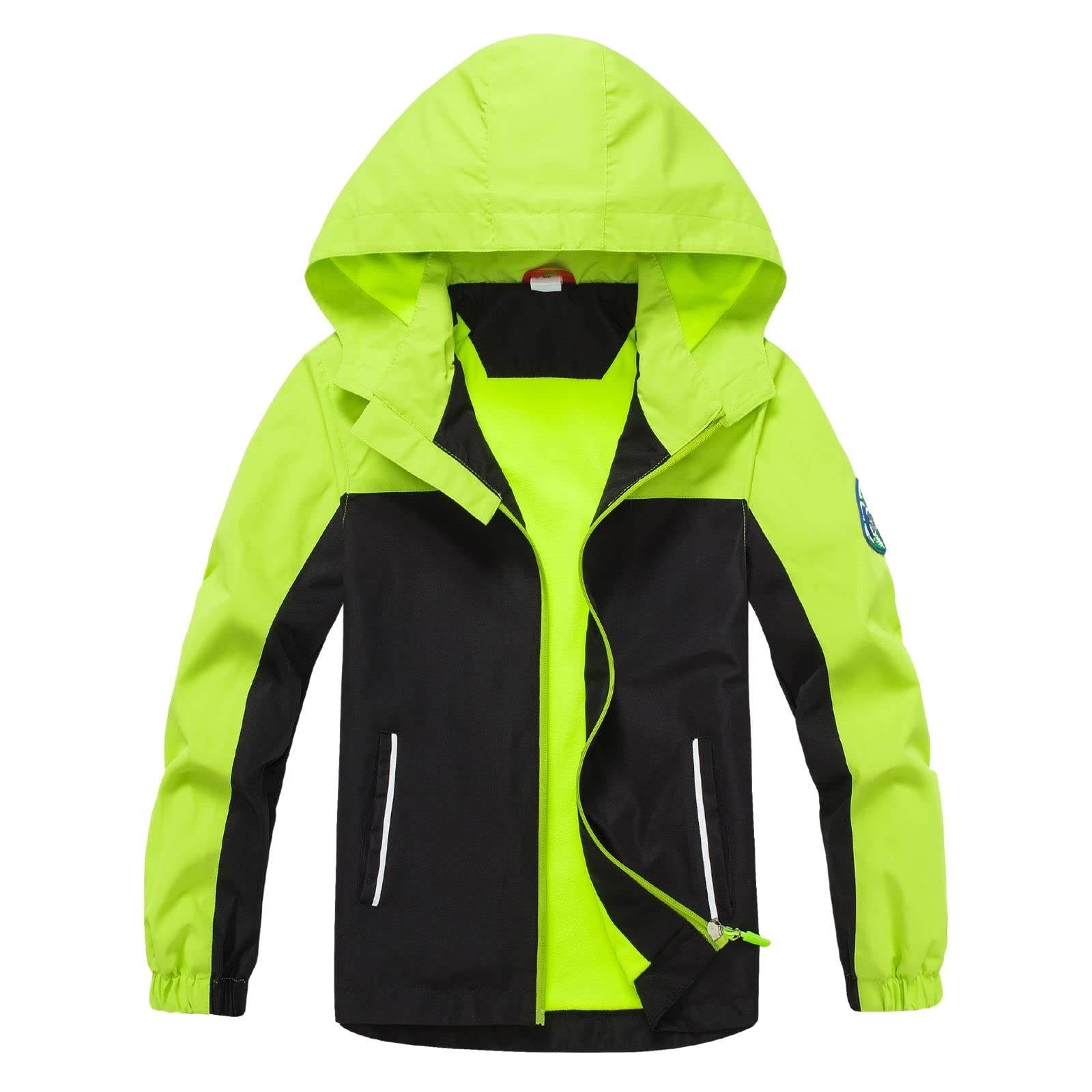 Boys Rain Jackets Waterproof Fleece Hooded Lightweight Windbreaker Coats for Kids