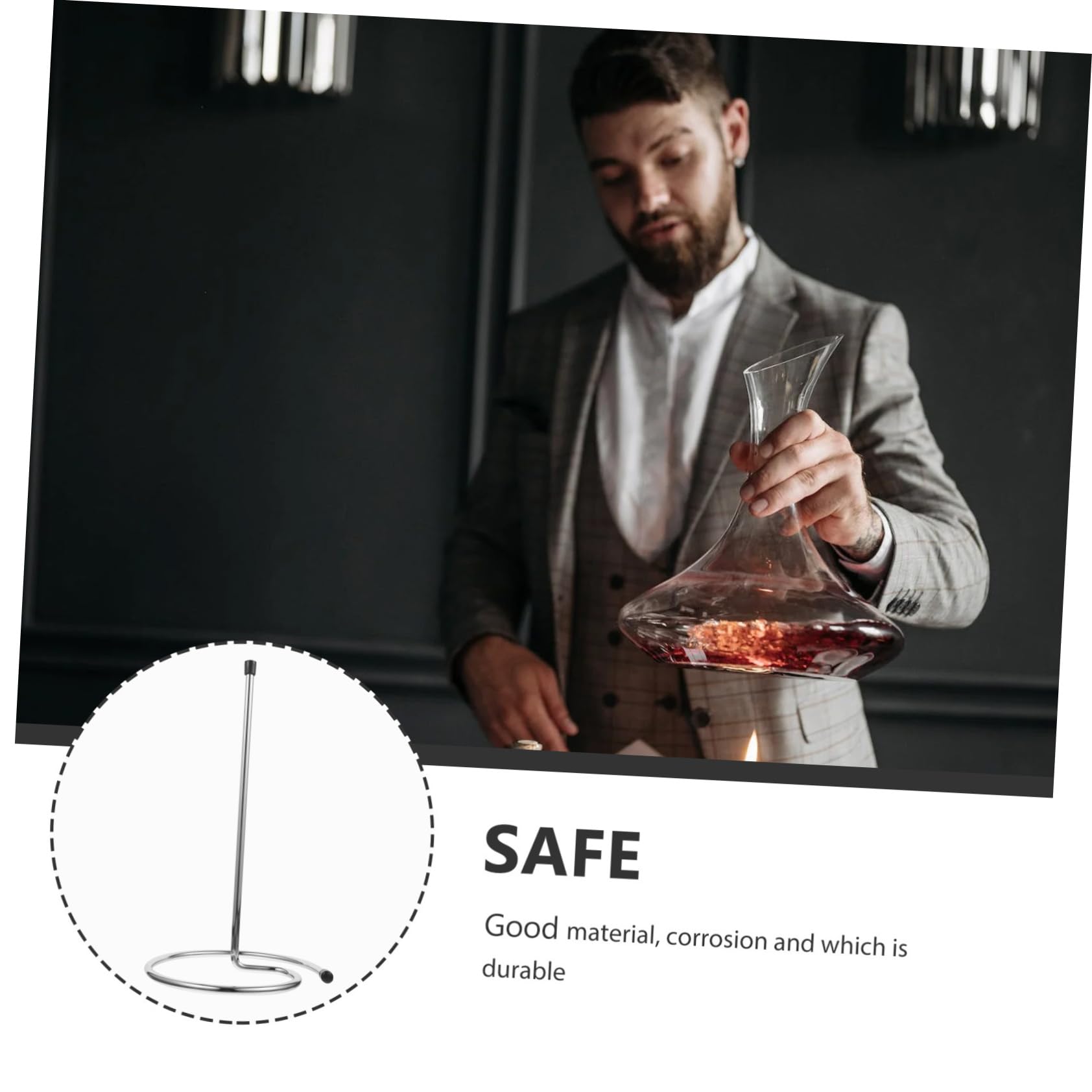PRETYZOOM Égouttoir à Carafe à Vin Séchage Rapide et Maintien Vertical Lot de 2 Pièces en Acier Inoxydable Argenté pour Restaurants et Maison