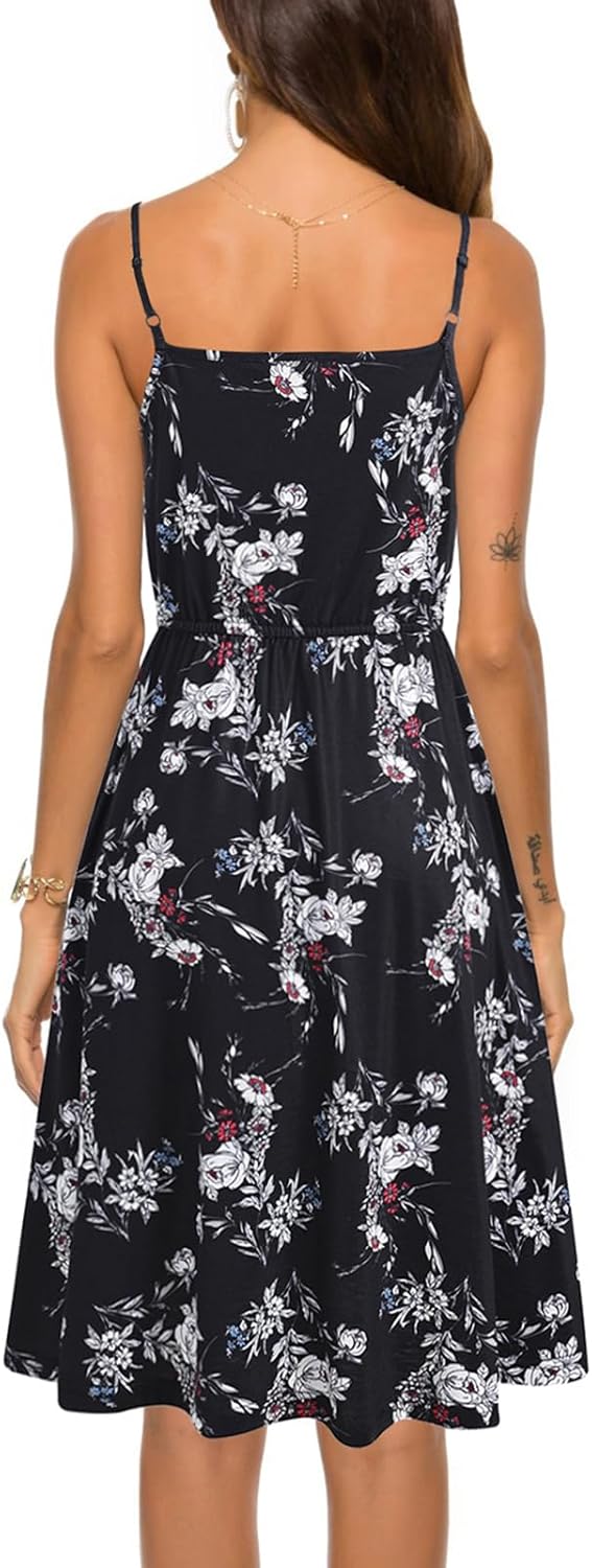 Women's Casual Summer Dress Beach Sleeveless Spaghetti Strap Adjustable Waist A Line Sun Dresses with Pockets 826 - Image 2