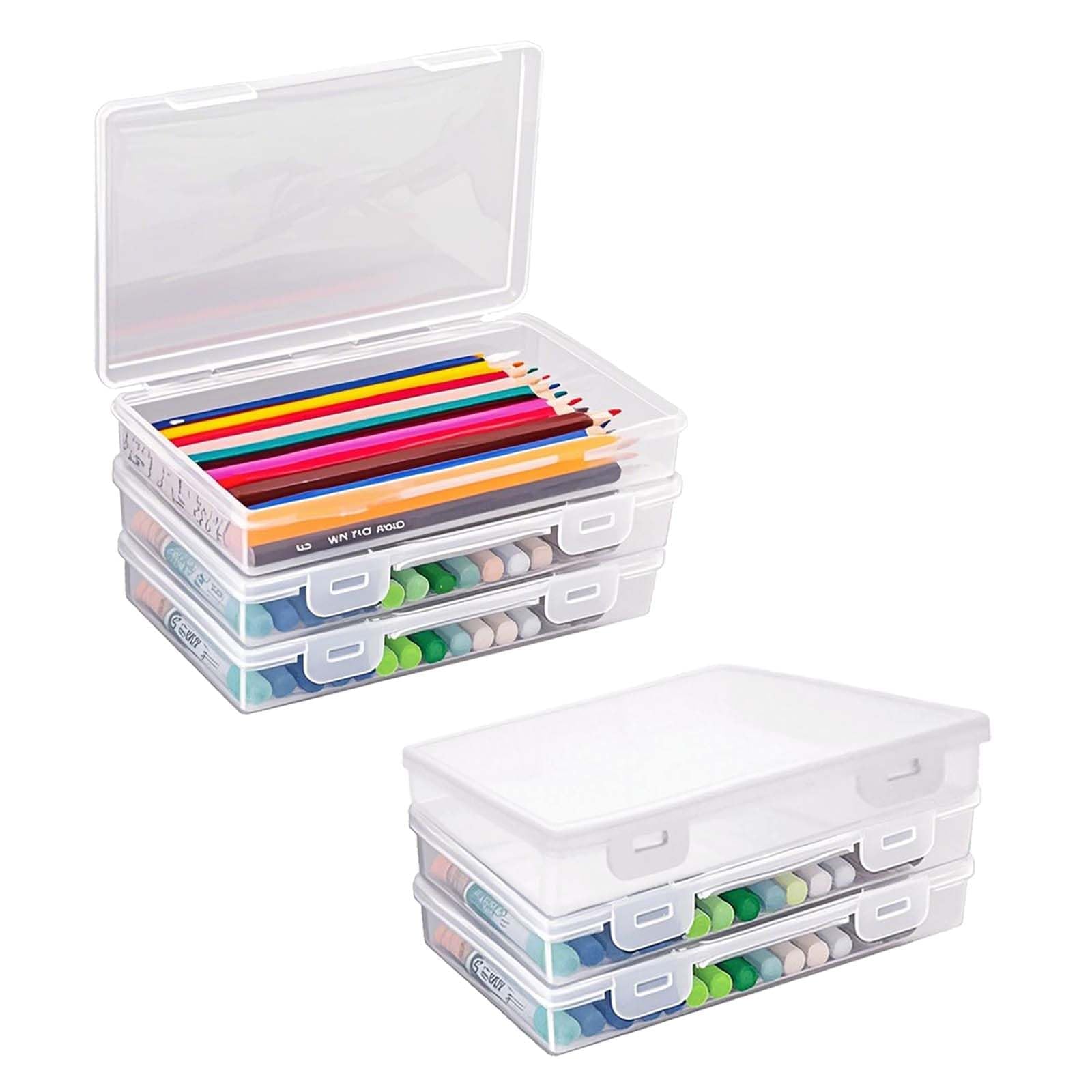 THATSRAD 6 Astucci In Plastica Trasparente Con Coperchio – Impilabili, 21,5x10x4 Cm, Colori Verde Blu Viola, Per Scuola E Ufficio