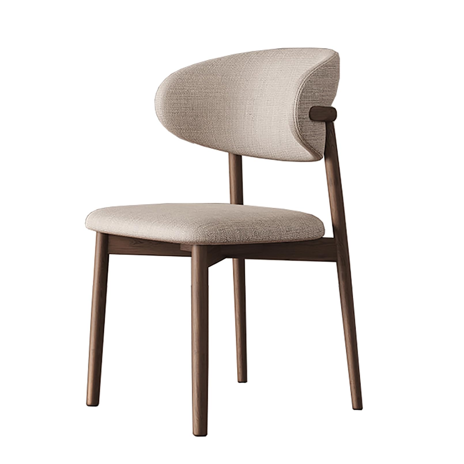 Chaise salle à manger rembourrée lin blanc cassé avec pieds bois salon