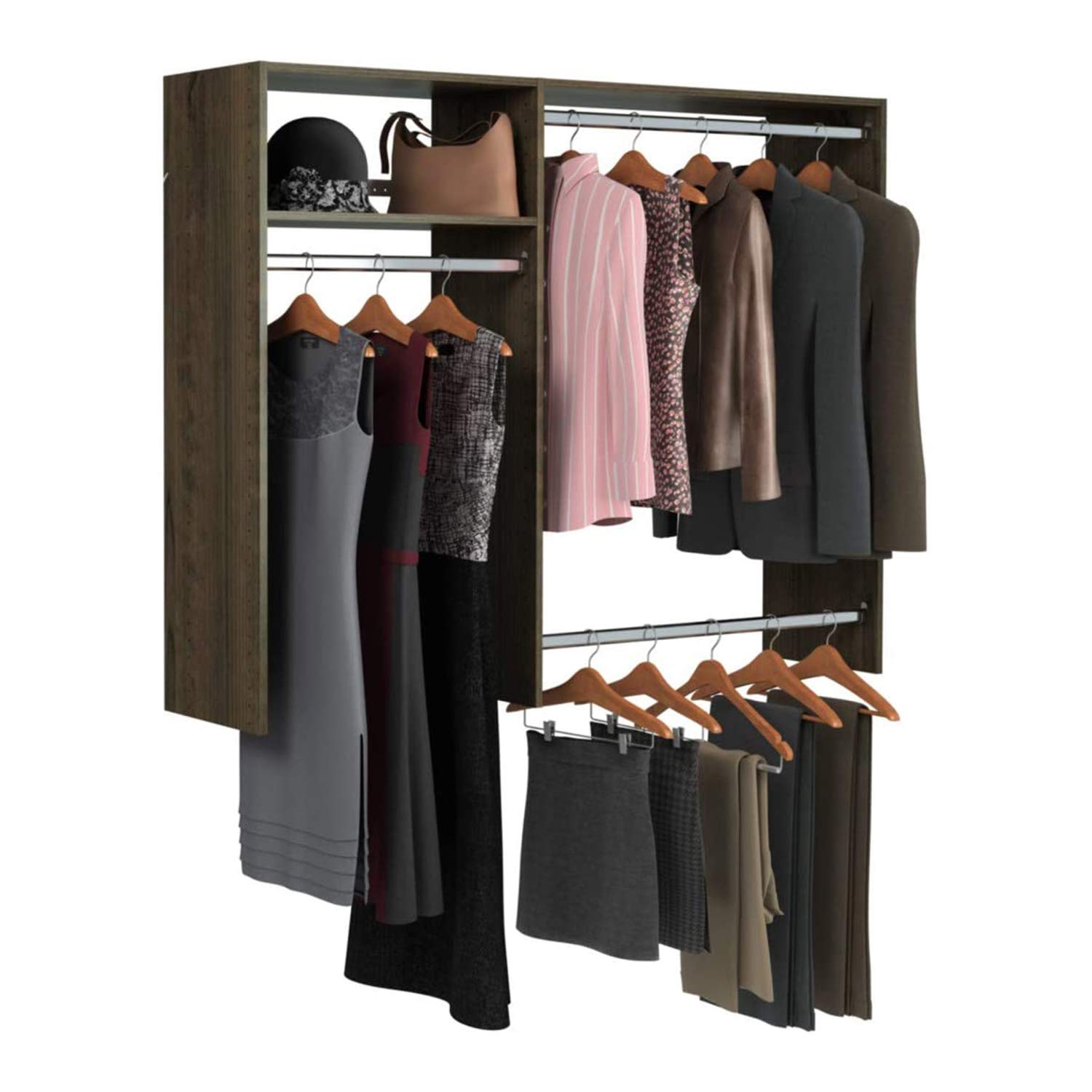 Easy Track 3'-5' W Basic Hanging Kit Closet Storage, 3 ft-5 ft, Truffle