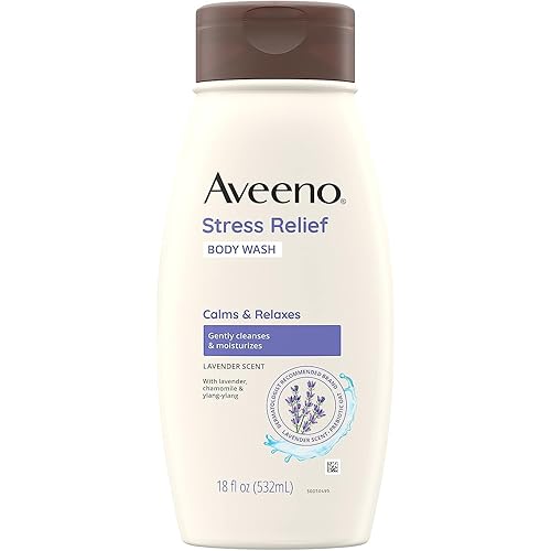 Aveeno Stress Relief Body Wash Calms & Relaxes with Lavender, chamomile & ylang ylang Lavender Scented 18 fl. Oz