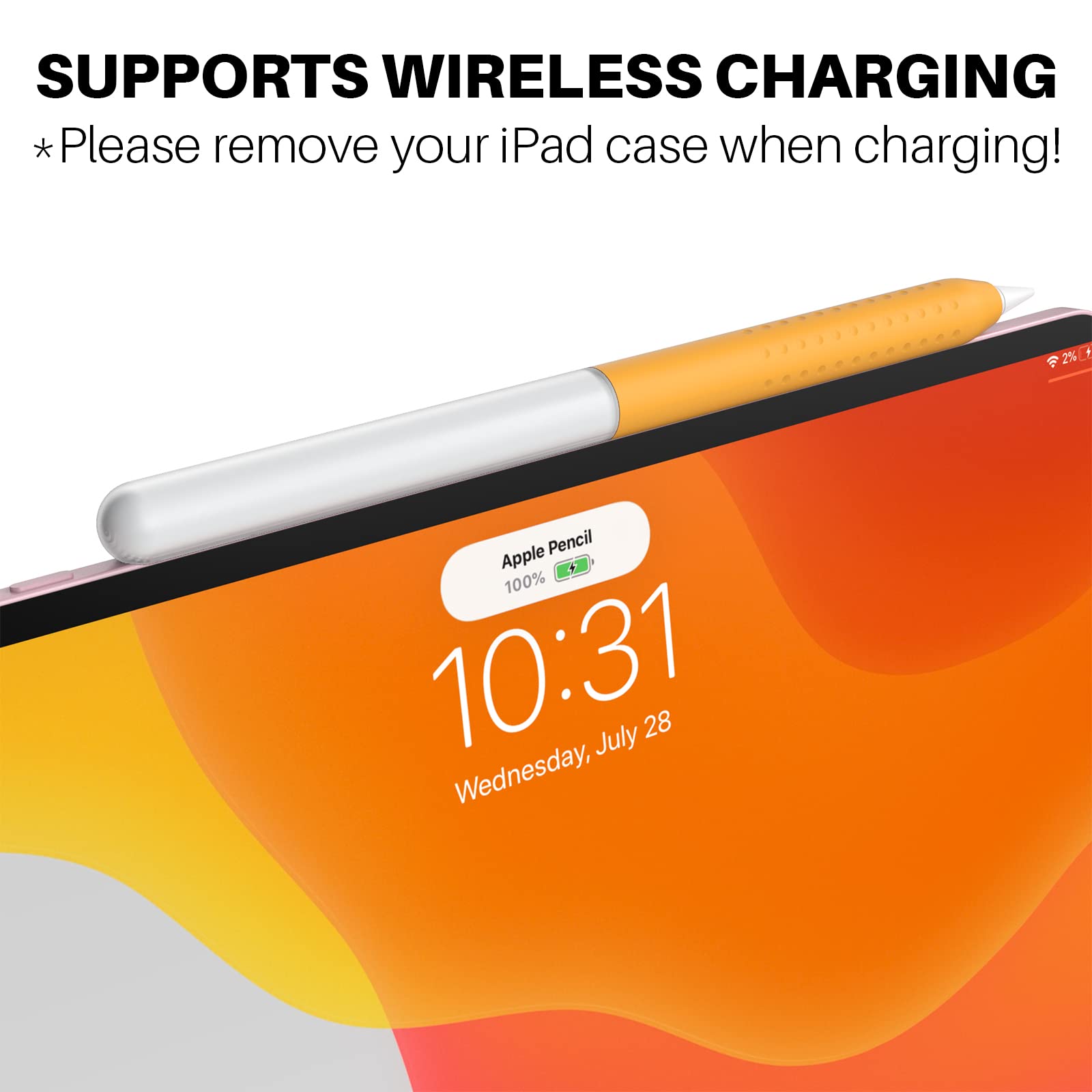 Apple Pencil 第2世代 オレンジ保護カバー付き