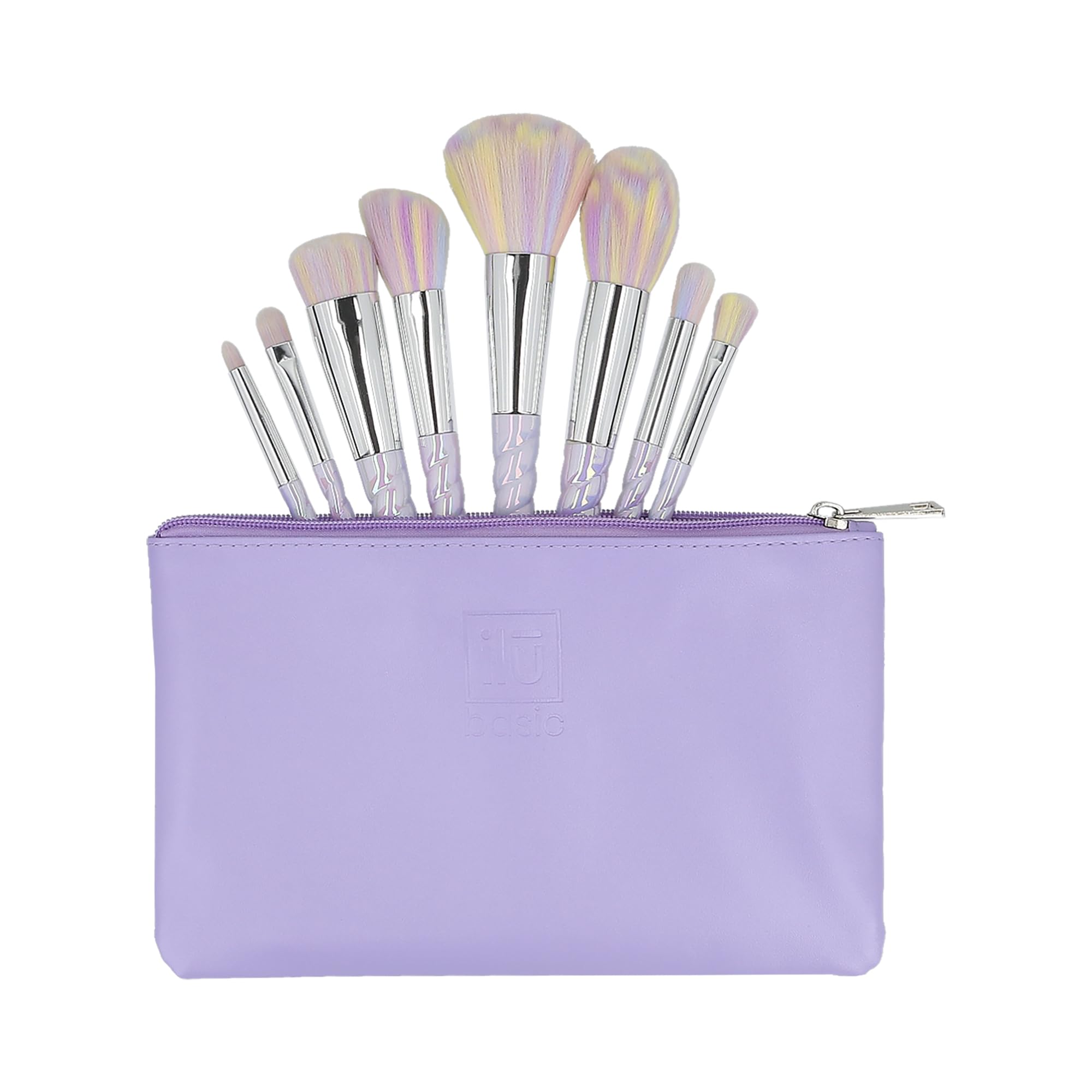 Ilu - Set de Pinceaux Maquillage Licorne 8 Pièces Avec Pochette Vegan Pinceaux Synthétiques Doux Pour Peau Sensible Accessoires Beauté Visage et Yeux Blush Fond de Teint Fard à Paupières