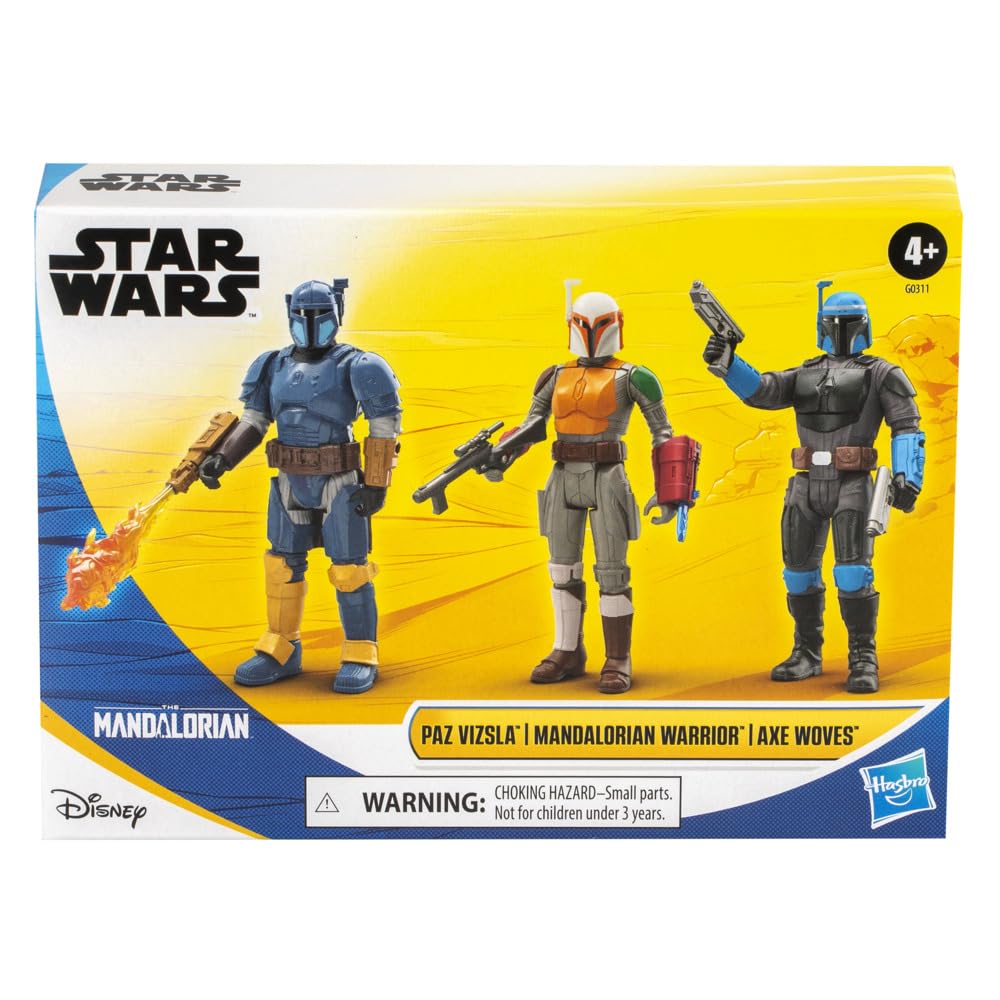 STAR WARS Epic Hero Series Unite The Clans Pack, Paz Vizsla, Mandalorian Warrior, Axe Woves 4-Inch Action Figures, Toys for 4 Year Old Boys & Girls (Amazon Exclusive)
